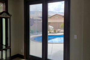 elegant sliding doors leading to pool