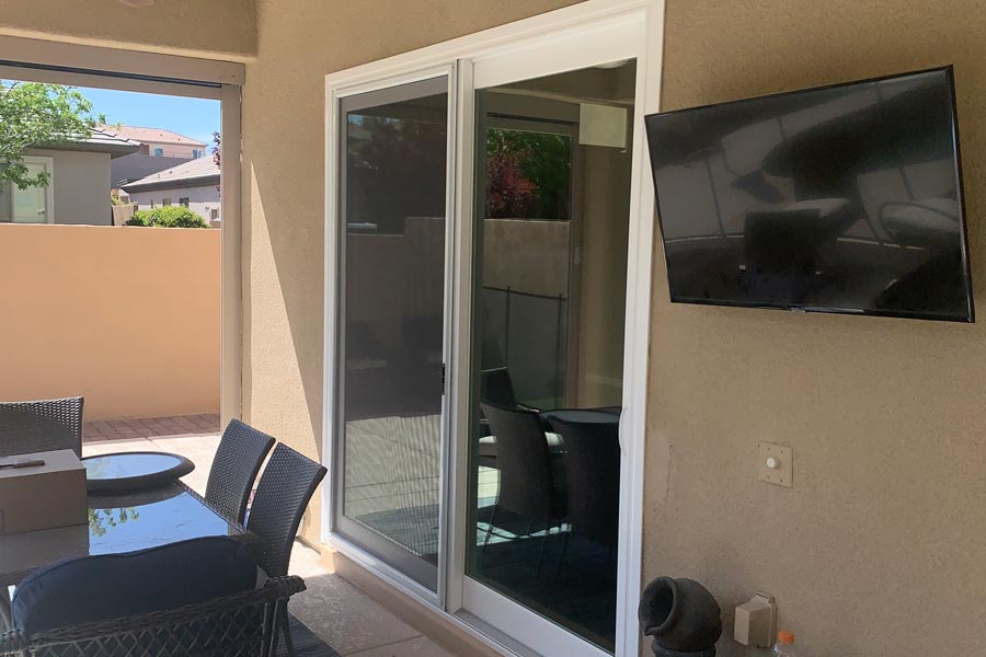 clear sliding door to covered porch in Las Vegas