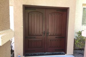 hardwood double doors with arched panels and Renaissance look in Las Vegas